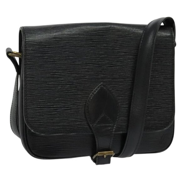 LOUIS VUITTON Epi Cartouchiere MM Shoulder Bag Black Noir - Picture 1 of 16